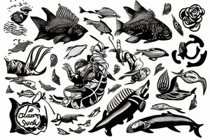 diver swims tattoo idea