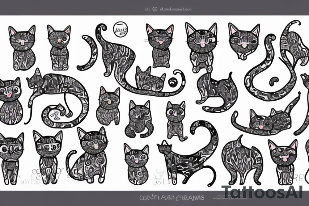 cat walking on hind legs tattoo idea