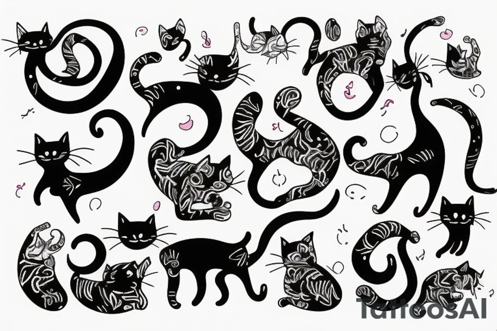 cat walking on hind legs tattoo idea