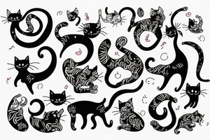 cat walking on hind legs tattoo idea