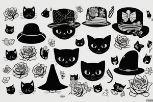Black cat with a hat and a sweater tattoo idea