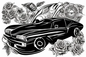 black car  with 2 people in tattoo idea