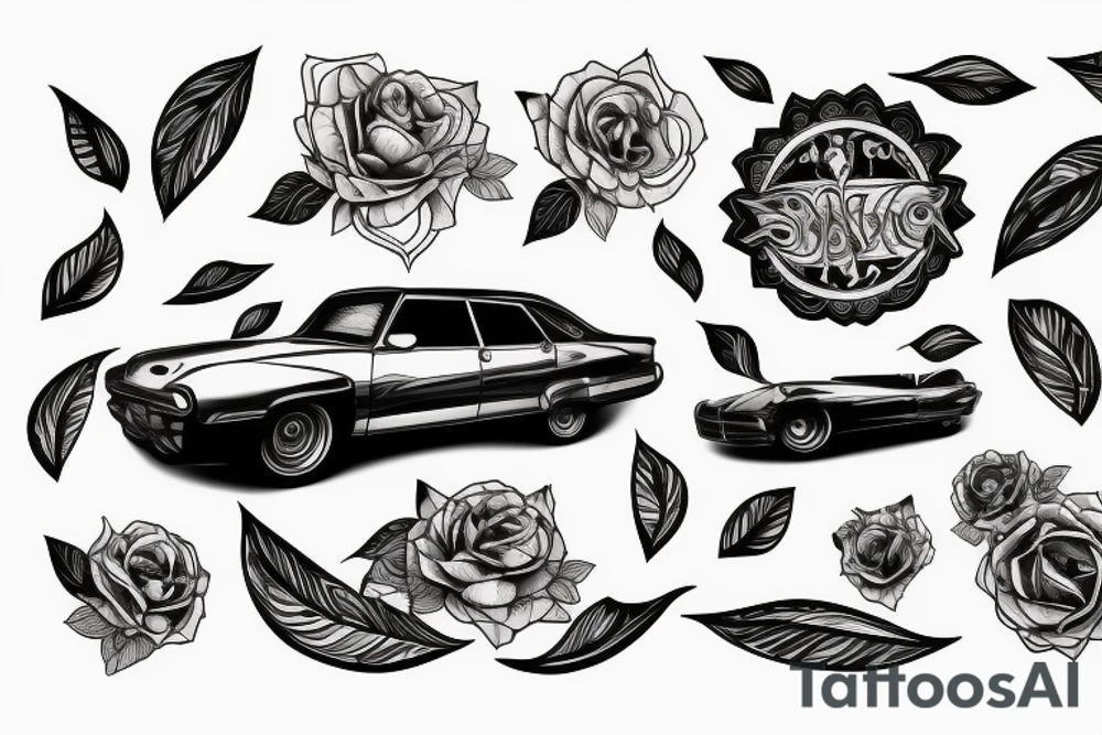 black car  with 2 people in tattoo idea