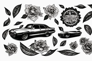 black car  with 2 people in tattoo idea