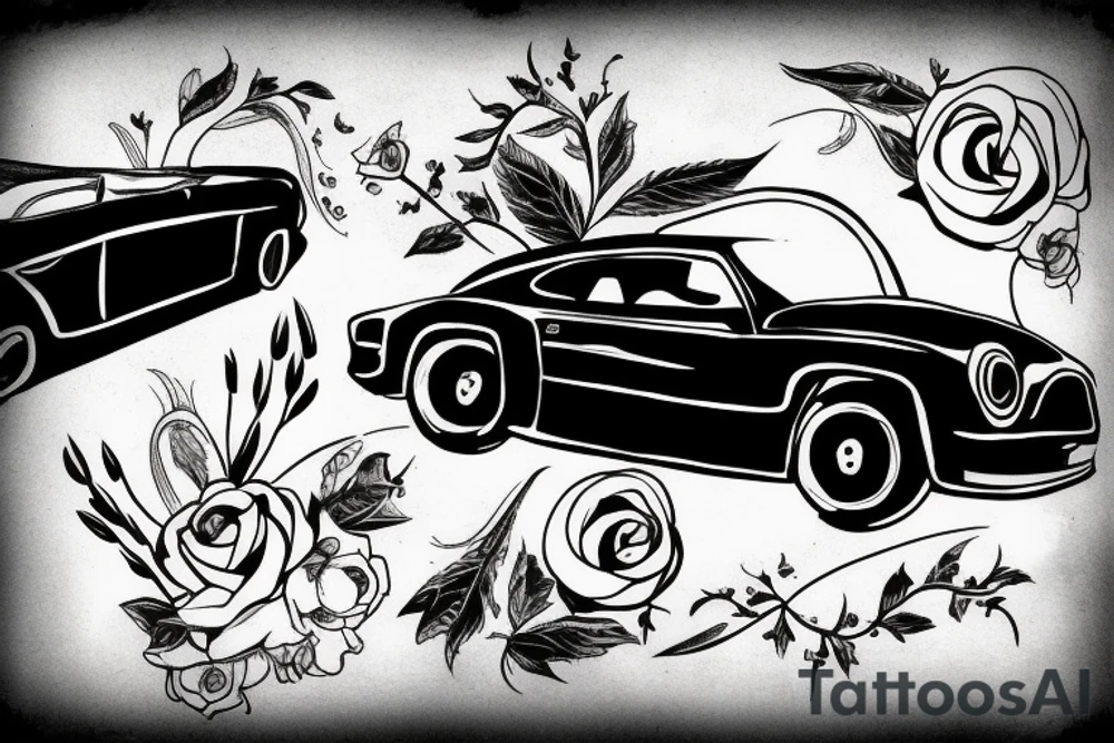 black car  with 2 people in tattoo idea