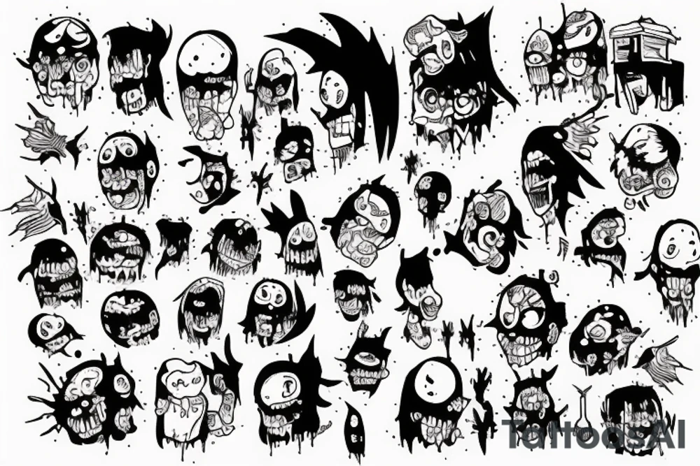 handpoke tattoo sketches zombie tattoo idea