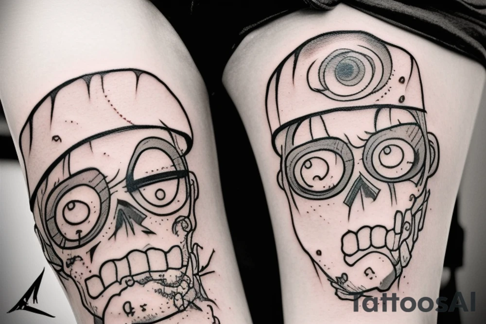 handpoke tattoo sketches zombie tattoo idea