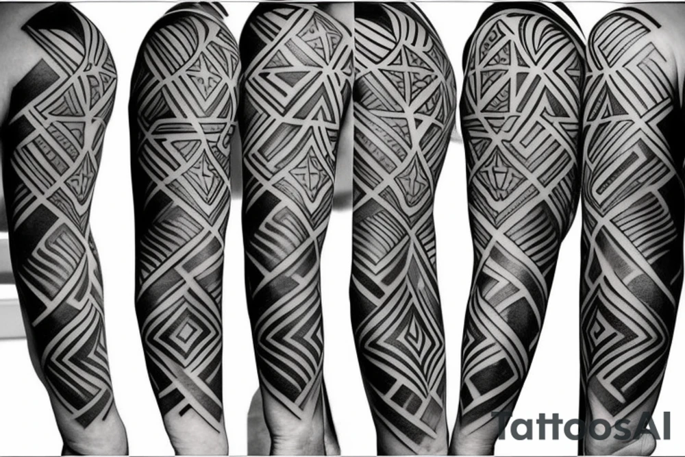 Half sleeve, geometric design tattoo idea