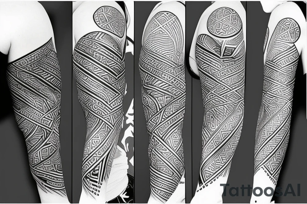 Half sleeve, geometric design tattoo idea