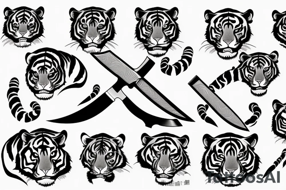 Knife through tiger tattoo idea