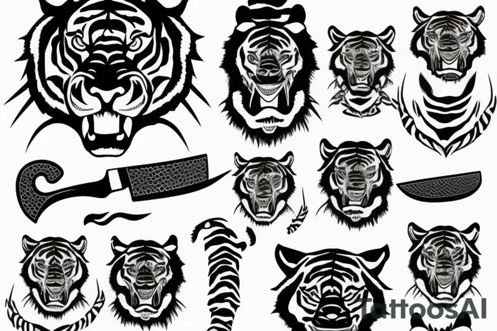 Knife going into tiger tattoo idea