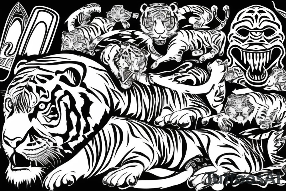 Knife going into tiger tattoo idea
