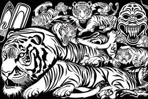 Knife going into tiger tattoo idea