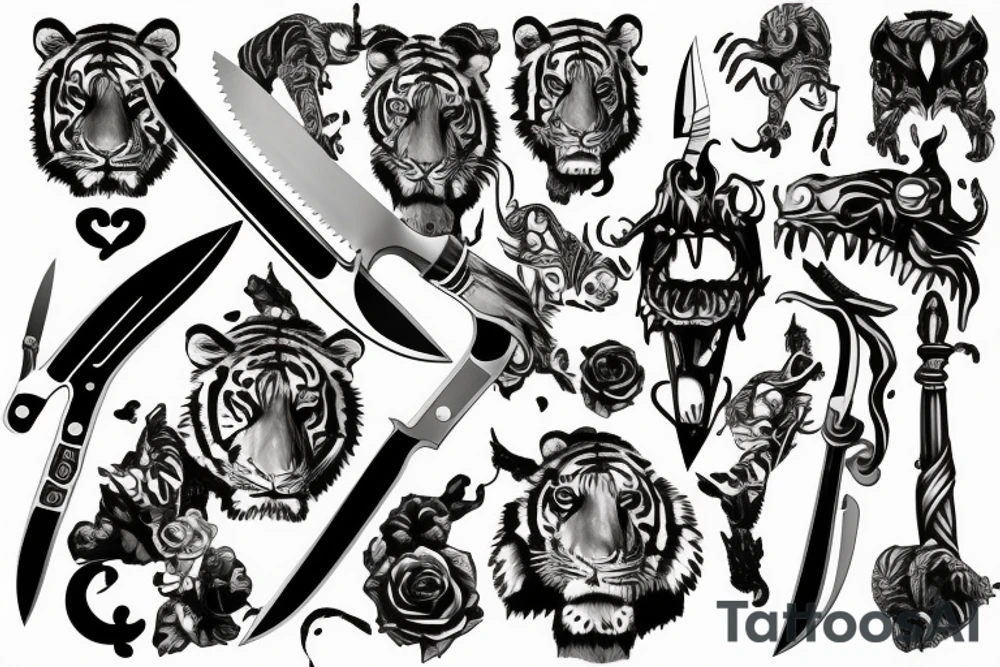 Knife going into tiger tattoo idea