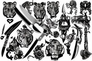 Knife going into tiger tattoo idea