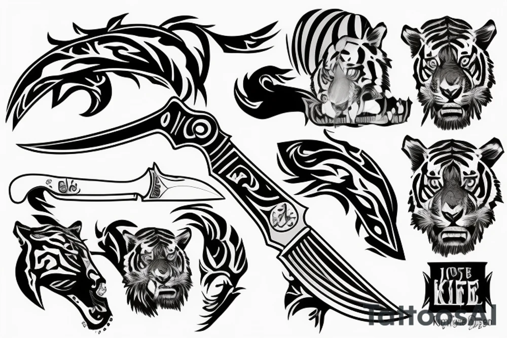 Knife going into tiger tattoo idea