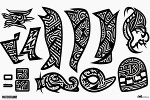 tribal mit japanischen schriftzeichen tattoo idea