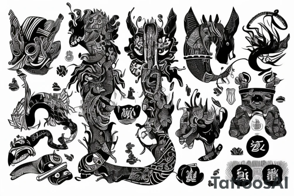 tribal mit japanischen schriftzeichen tattoo idea