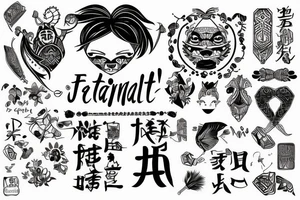 tribal mit japanischen schriftzeichen: Heimat, Familie und Liebe tattoo idea