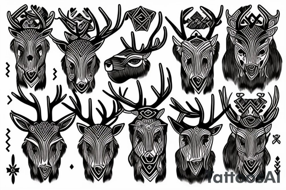 Stag with Tribals tattoo idea