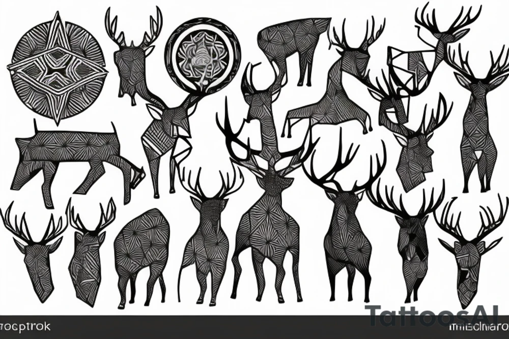 Stag with Tribals tattoo idea