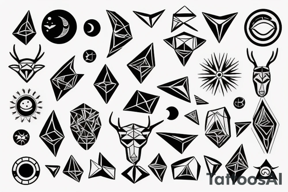 Stag with Sun and Moon Geometric tattoo idea