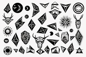 Stag with Sun and Moon Geometric tattoo idea