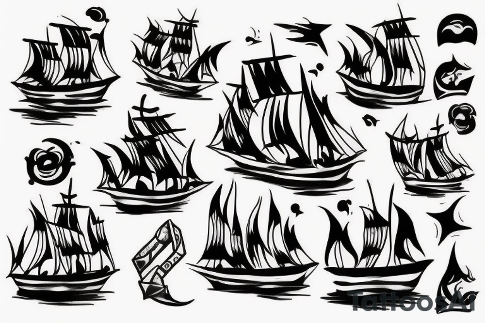Simple tatoo. Burning ships with the description "burn the ships" tattoo idea