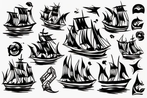 Simple tatoo. Burning ships with the description "burn the ships" tattoo idea