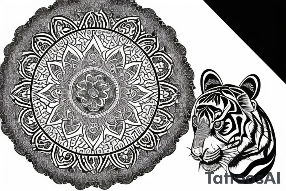 Mandala with tiger tattoo idea