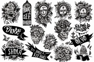 make a tattoo which should include the names Sheyna, Roman, Gabriel, Devid thanking them for all what they've done for you and that you thankful for ever. tattoo idea