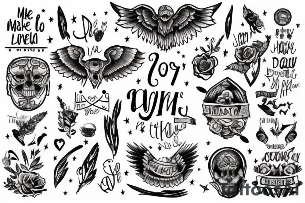 make a tattoo which should include the names Sheyna, Roman, Gabriel, Devid thanking them for all what they've done for you and that you thankful for ever. tattoo idea