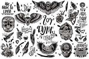 make a tattoo which should include the names Sheyna, Roman, Gabriel, Devid thanking them for all what they've done for you and that you thankful for ever. tattoo idea