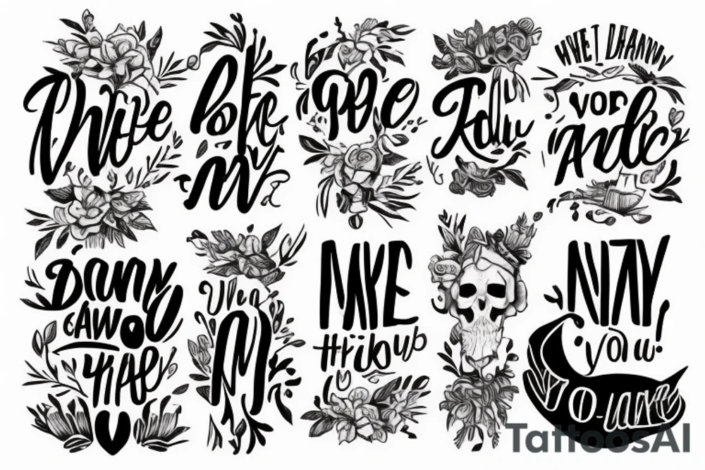 make a tattoo which should include the names Sheyna, Roman, Gabriel, Devid thanking them for all what they've done for you and that you thankful for ever. tattoo idea