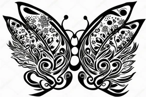 flower butterfly crown queen star tattoo idea