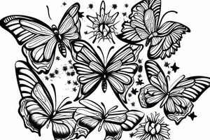flower butterfly crown queen star tattoo idea