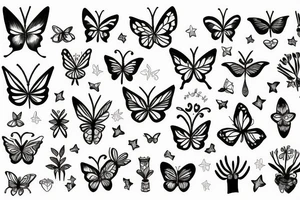 flower butterfly crown queen star tree tattoo idea
