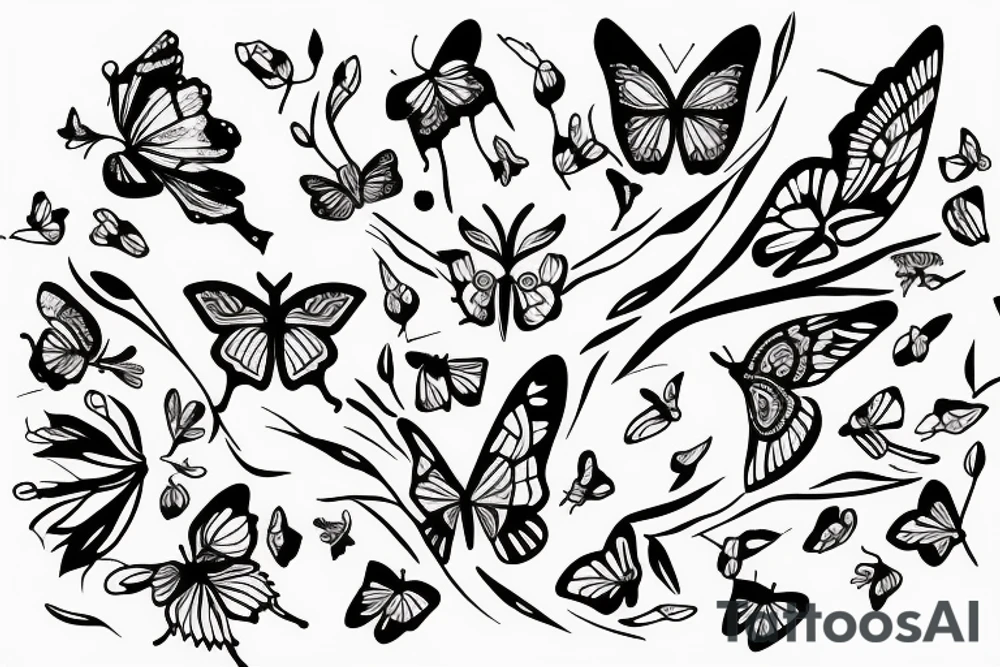 flower butterfly crown queen star tree tattoo idea