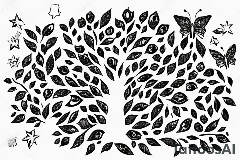 flower butterfly crown queen star tree diamon tattoo idea