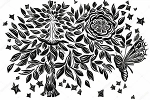 flower butterfly crown queen star tree diamon long tattoo idea