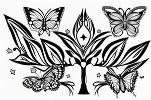 flower butterfly crown queen star tree diamon long tattoo idea