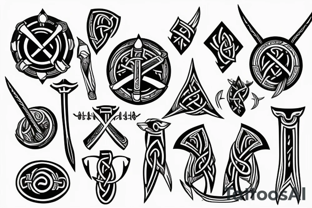 viking shield axes symbols tattoo idea