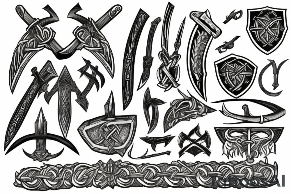 viking shield axes symbols tattoo idea