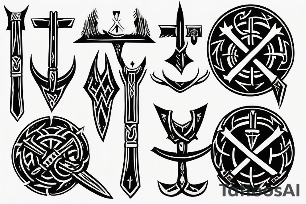 viking shield axes symbols tattoo idea