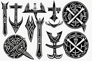 viking shield axes symbols tattoo idea