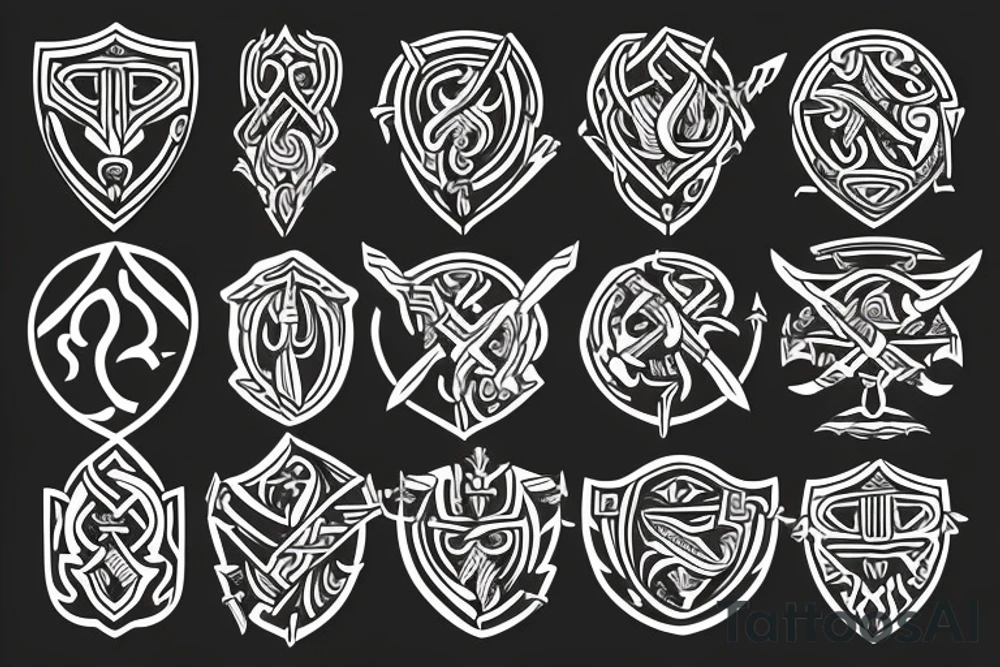viking shield axes symbols tattoo idea