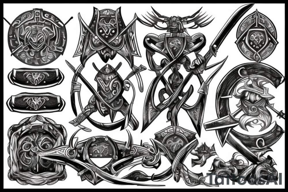 viking shield axes symbols tattoo idea