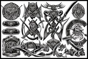 viking shield axes symbols tattoo idea