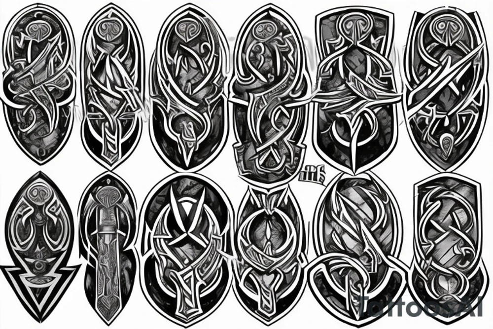 viking shield axe mjolnir thor Gungnir odin tattoo idea