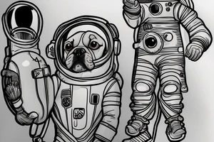 Dog wearing a spacesuit and standing on a banana. tattoo idea